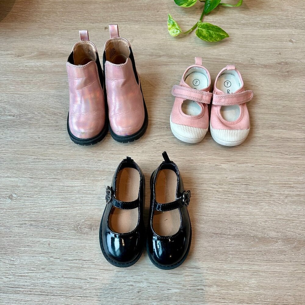 Cat & Jack and Old Navy Girls Shoes Lot of Boots and Mary Janes, Size 7T